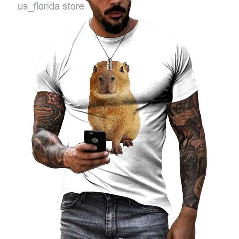 Camisetas para hombres Moda de verano 3D Divertido Capybara Camisetas gráficas Hombres Hip Hop Strt Estilo Tendencia Ts Personalidad casual Impreso Animal Tops Y240314