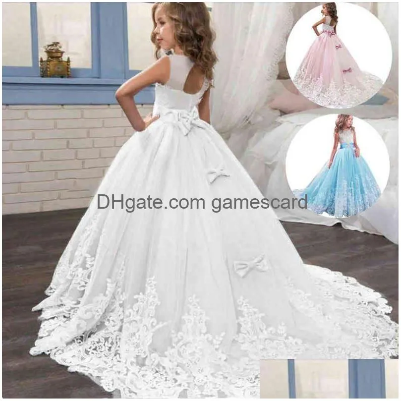 Girl'S Dresses 2022 Summer Girls Dress Long Bridesmaid Kids Dresses For Children Princess Party Wedding 3 10 12 Years Vestido Drop Del Dhhqv