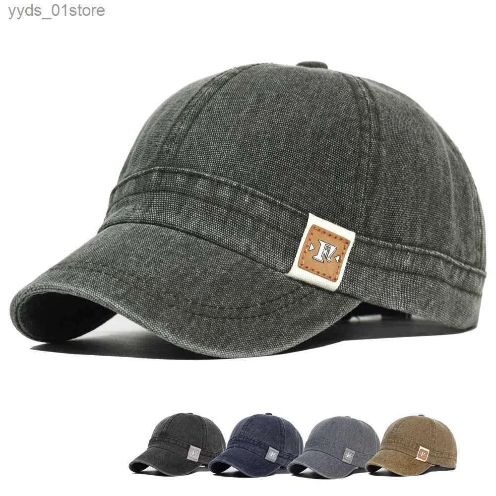 Ball Caps Fashion Short Brim Washed Cotton Baseball C Men Women Soft Vintage Dad Hat Adjustable Trucker Style Low Profile Cs L240314