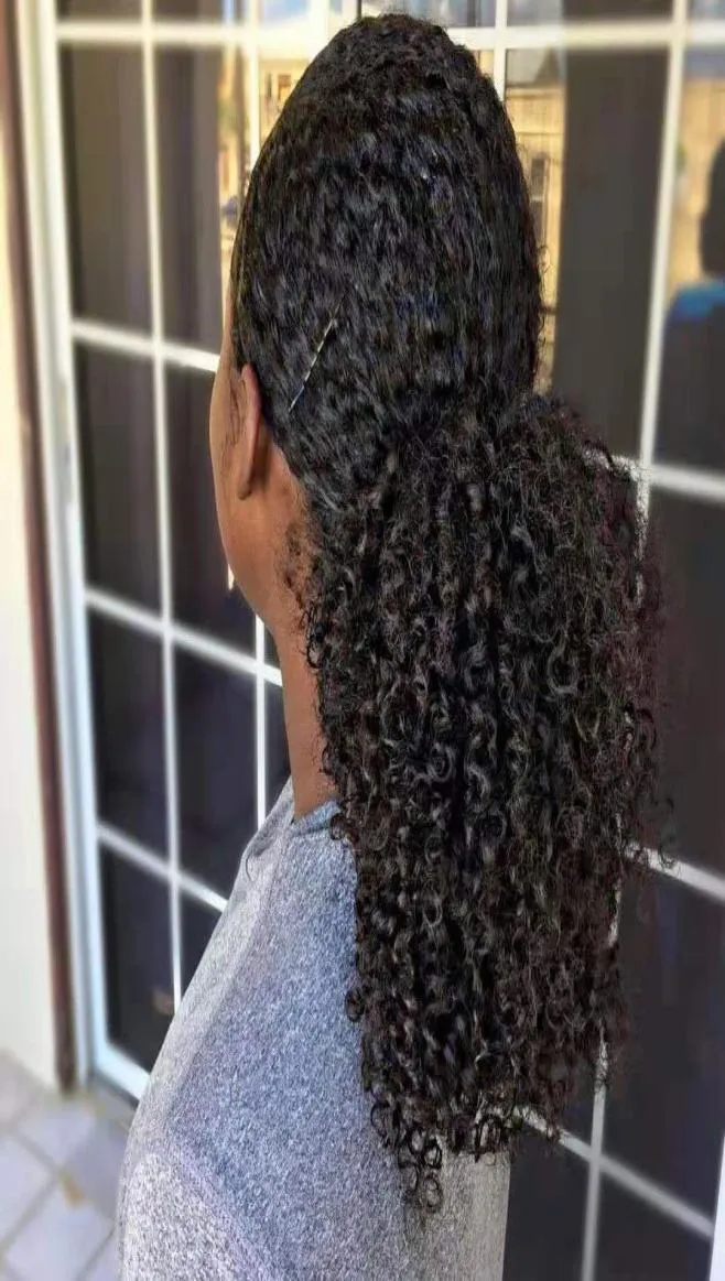 kinky curly human hair ponytails wraps de queue de cheval human hair clip in extensions 120g1650053