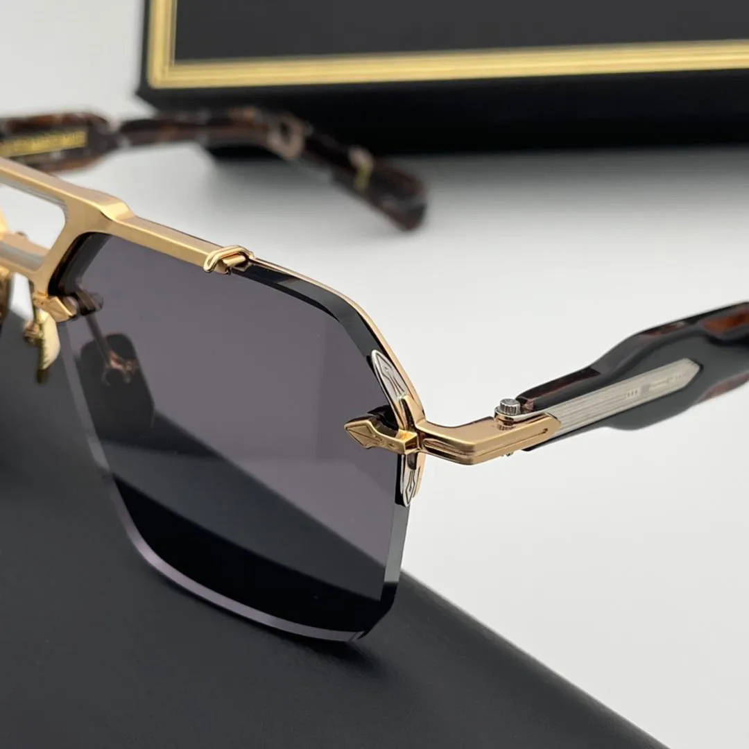 Fashion Black and Gold Half Metal Sunglasses Luxury Bottom Half Rim Metal Frame Rectangle Fashion  main image 2