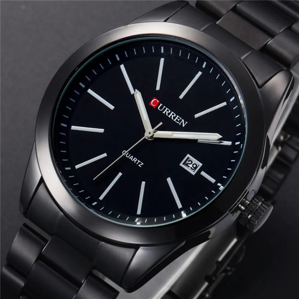 CURREN Fashion Men Watches Full Steel Wristwatch Classic Business Male Clock Casual Military Quartz Calendar Watch Reloj