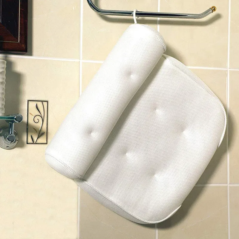 Kuddar 4d badkudde badkar kudde kudde kudde vattentät hals med sugkopp non glid pad förtjockad badkudde