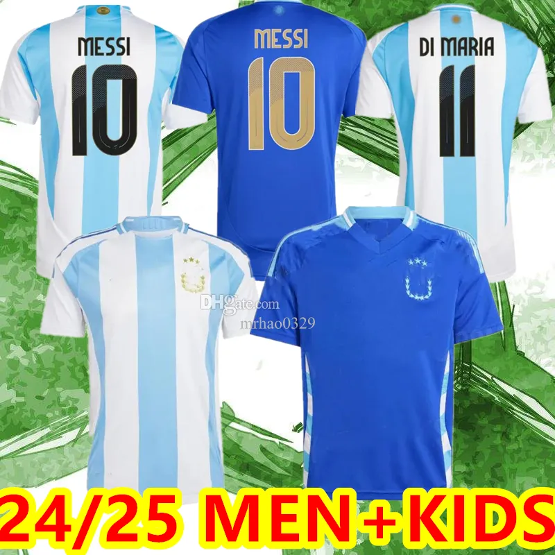 2024 2025 Argentinas Soccer Jerseys Fans Player Version Messis Mac Allister Dybala di Maria Martinez de Paul Maradona Men and Women Football Shirt