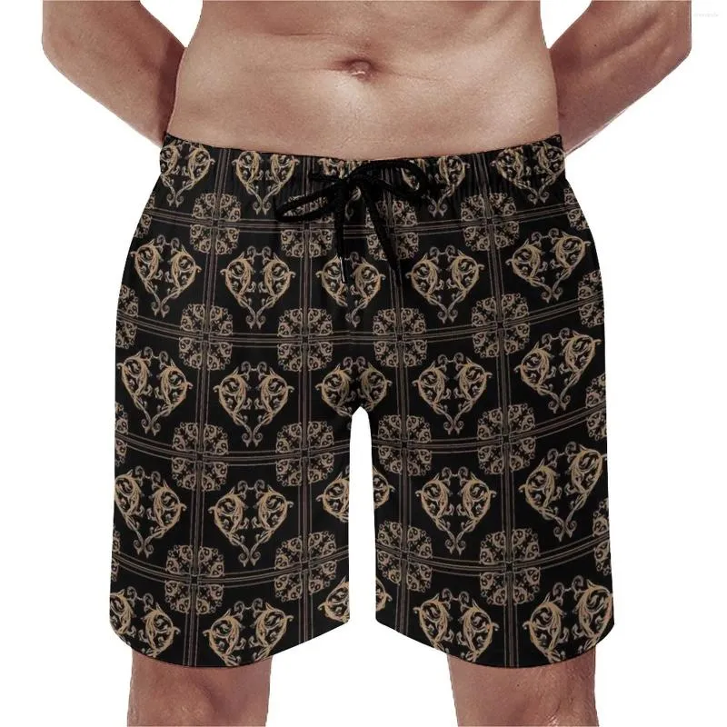 Herenshorts Ontwerpers Print Retro Strand Trunks Goud Bloemen Heren Sneldrogend Sport Fitness Trendy Grote Maat Korte Broek