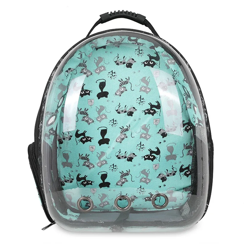 Kinderwagen Transparente Reisetasche für kleine Hunde Katzen Katzentragetasche Außen Haustier Umhängetasche Raumkapsel Atmungsaktive Träger Rucksack