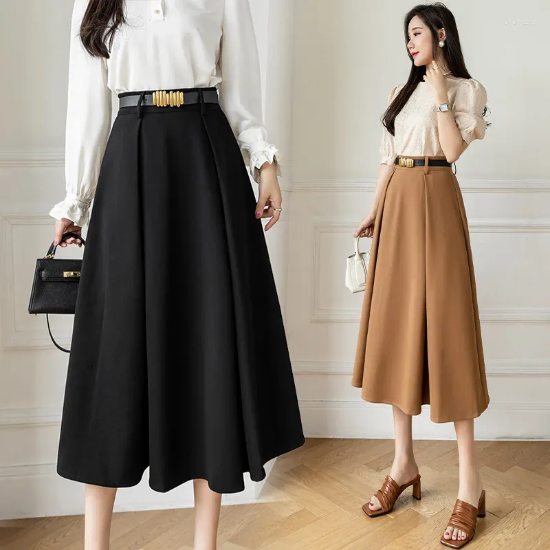 Skirts 2024 Summer Simple Solid Color Women Mid Length Half Dress OL Commuter Professional Lady Skirt