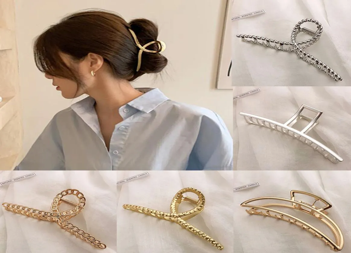 Simple Metal Hollow Out Geometric Hair Claw Ladies Elegant Hair Accessories Cross Crab Bath Clip For Women Fashion Girl Headwear4338486