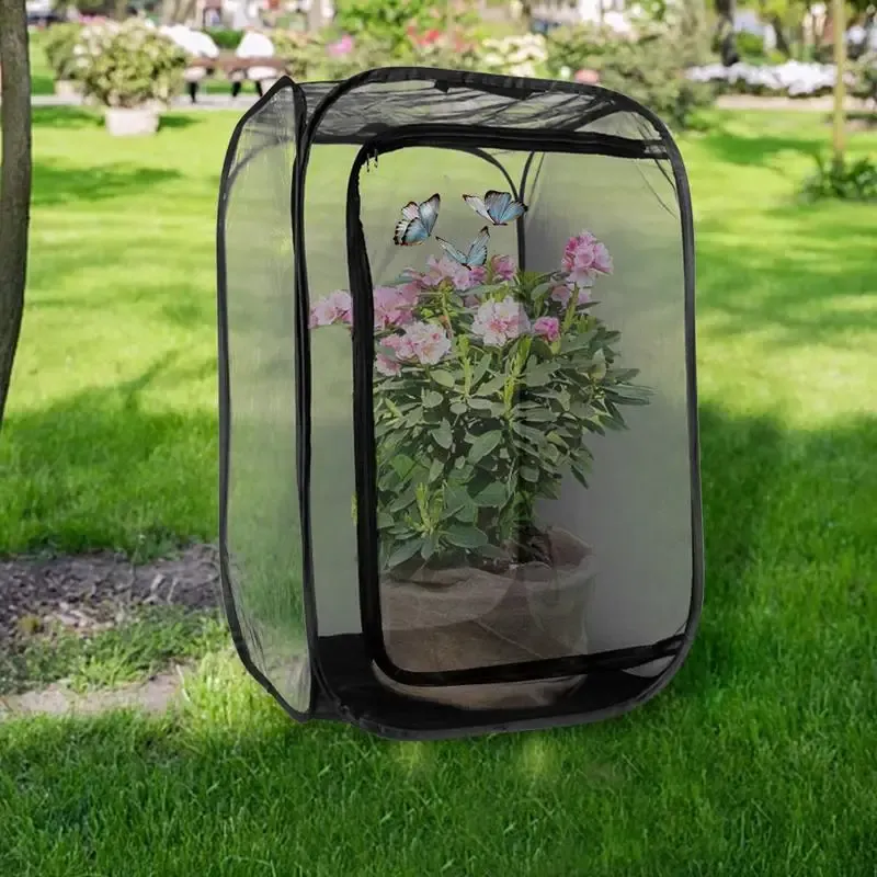 Terrariums Butterfly Habitat Mini-Insekten- und Schmetterlingskäfig, zusammenklappbarer Popup-Insektennetzkäfig, ganz in Schwarz, Insektennetzkäfig, Fütterungsstandard