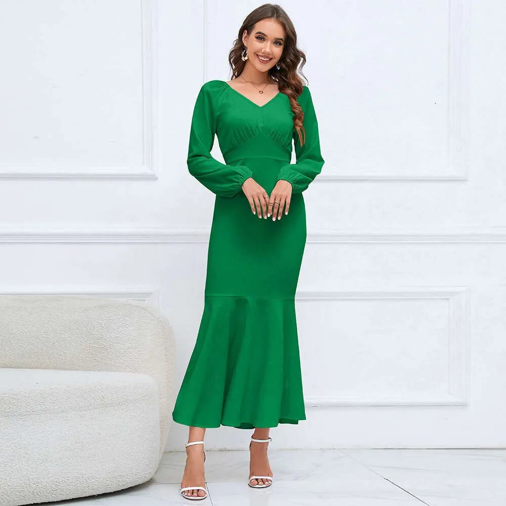 Womens Long Sleeve V Neck Fishtail Dress Slim Fit, Large Sizes, Casual &  Elegant From Dongdumaoyi, $22.34 In Bulk | DHgate.Com