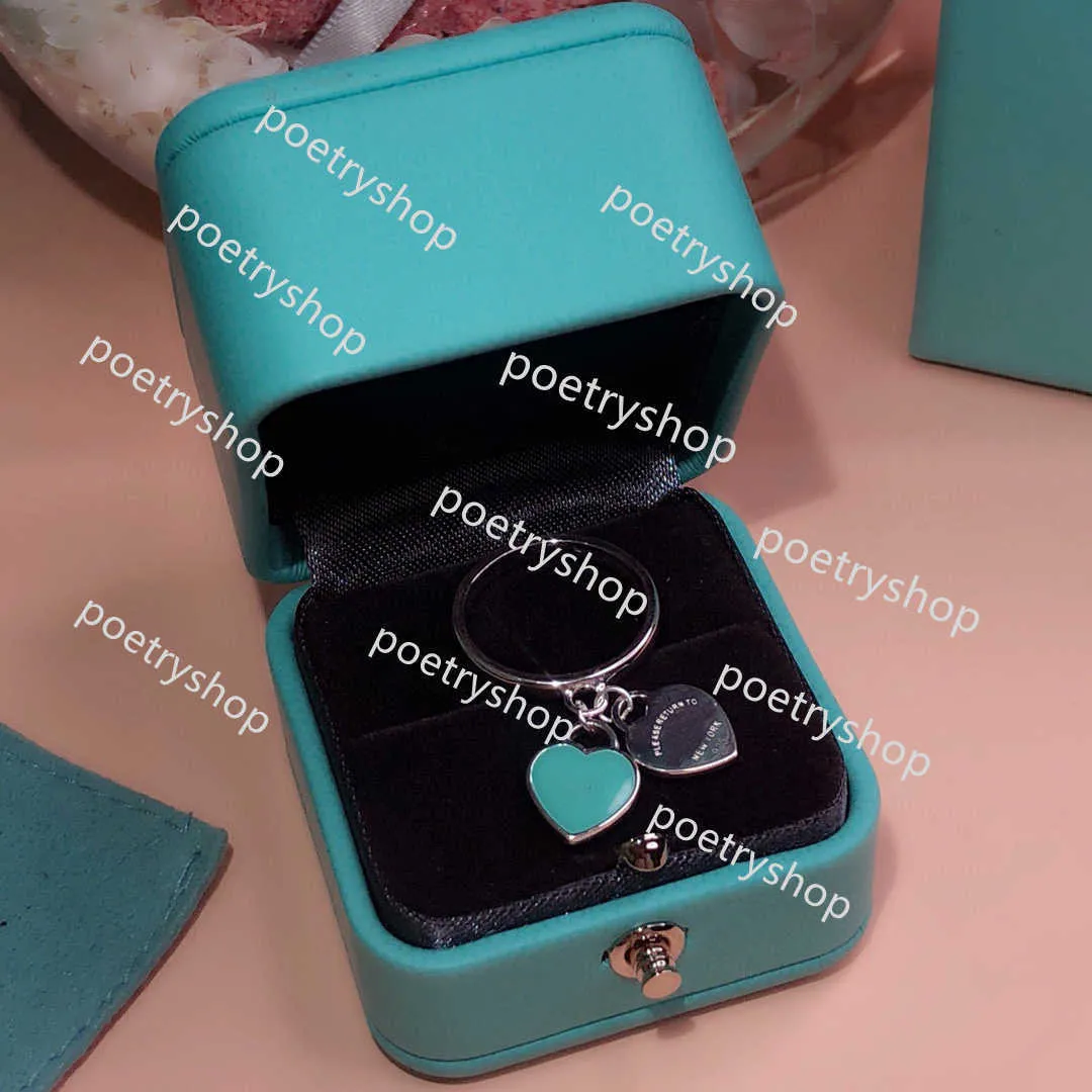 2024band Rings Top Designer Brand Classic Green Peach Heart Tiffco Ring Men and Women Sterling Silver Half Actor