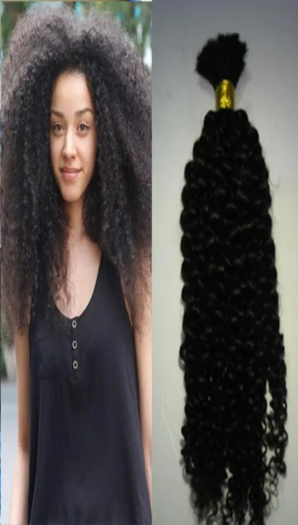 1 Bundles Human Braiding Hair Bulk No Weft Mongolian Afro Kinky Curly Bulk Hair For Braiding Hair 1Pc7650429