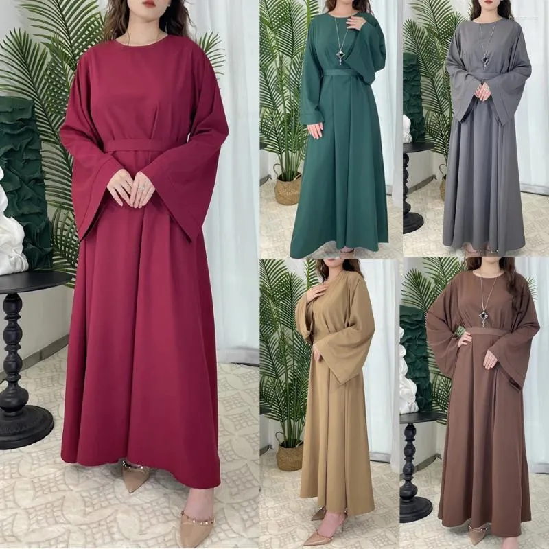 Vêtements ethniques Moyen-Orient Abaya Femmes Musulman Longue Manches Maxi Robe Turquie Kaftan Arabe Eid Ramadan Robe Islamique Femme Jalabiya Robes
