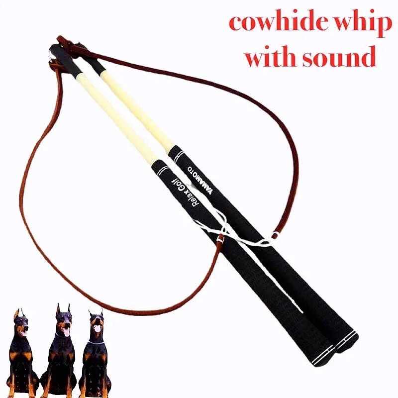 Equipment High Quality Dog Whip Dozen Dog Stick Cowhide Whip With Sound Durable Pet Training Tool Dog Toys Dog Training Supplies