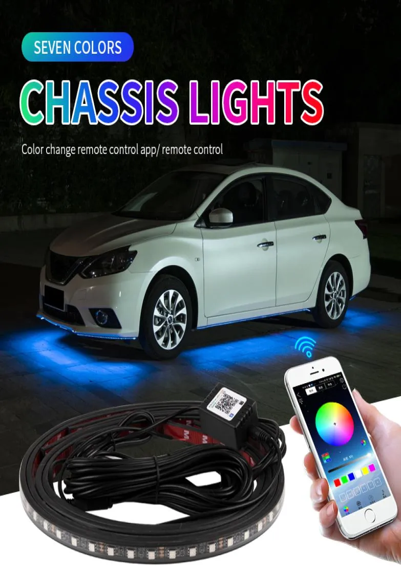 Carro underglow led tira de luz remoto app rgb à prova dwaterproof água néon underbody luzes ambiente backlight lâmpada atmosfera decorativa 12v2664135