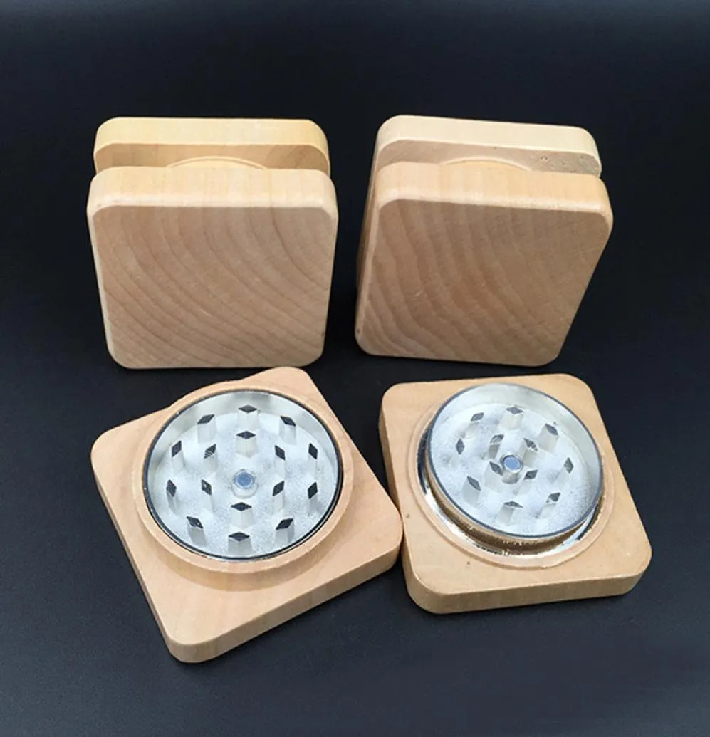 Houten Grinder Vierkante Kruidenslijpers Tabaksaccessoires hout 55 mm vs Sharpstone9130233