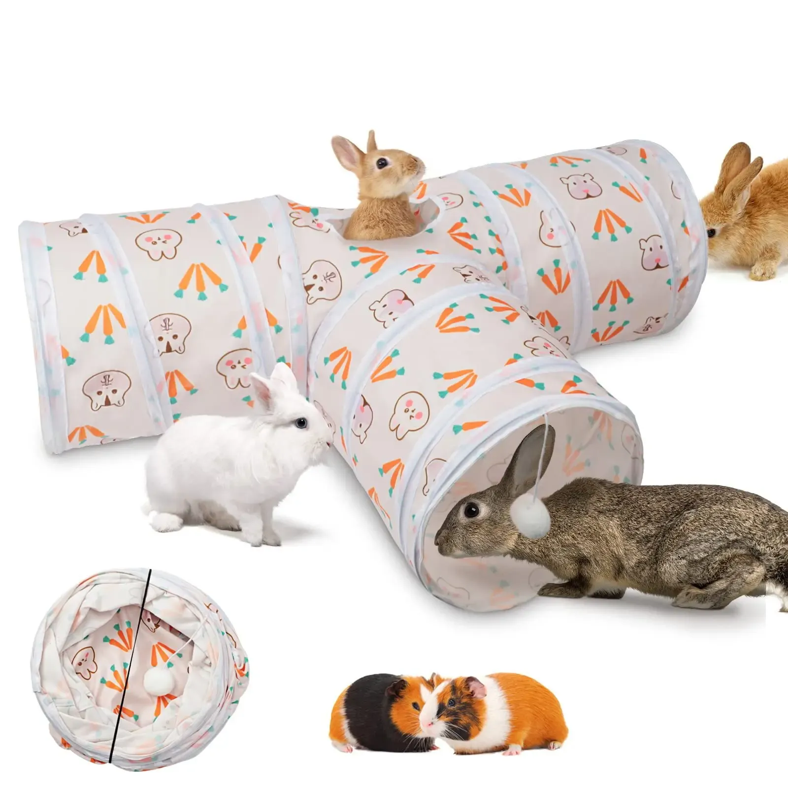 Giocattoli Piccoli Conigli Nascondiglio Pet Maiali Forniture per Animali Guinea Bunny Tunnel Giocattoli Tunnel Tubi a tre/due canali per pieghevole a forma di T/Y