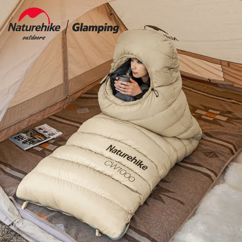 Engrenagem Naturehike Envelope Cinza Penas de Ganso Saco de Dormir Ao Ar Livre Adulto Acampamento Engrossado À Prova de Frio Quente Saco de Dormir Cw700 Cw1000