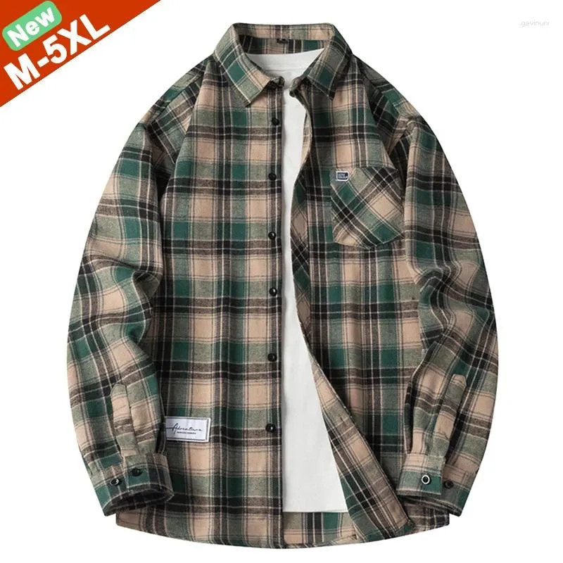 Mannen Casual Shirts Gratis Schip Mannen Mannelijke Mode Plaid Lange Mouwen Koreaanse Japan Stijl Slim Fit Plus Size 4XL 5XL Jongen Kleding Man