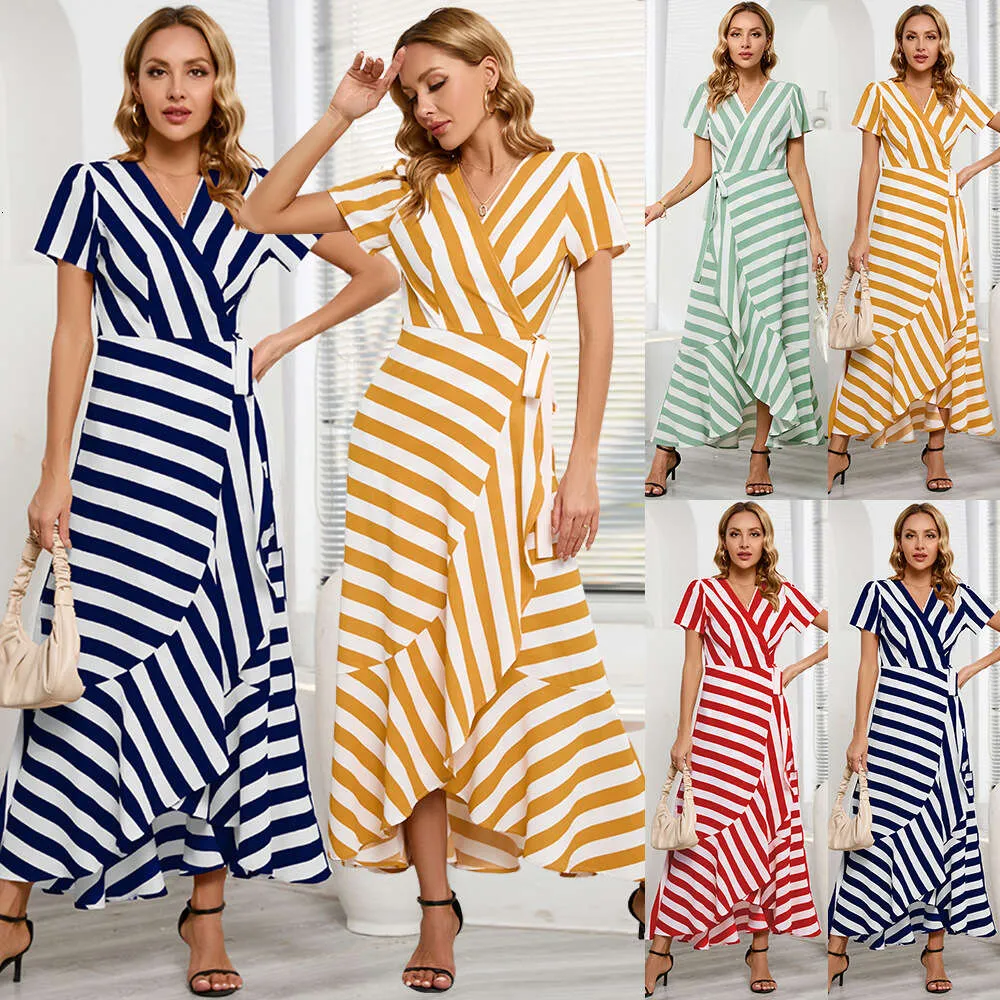 striped silk-blend dress DAX STRIPE WRAP DRESS IN SOFT YARN-DYED COTTON BLEND GREY/ BLACK/ White / 1 (US 6)