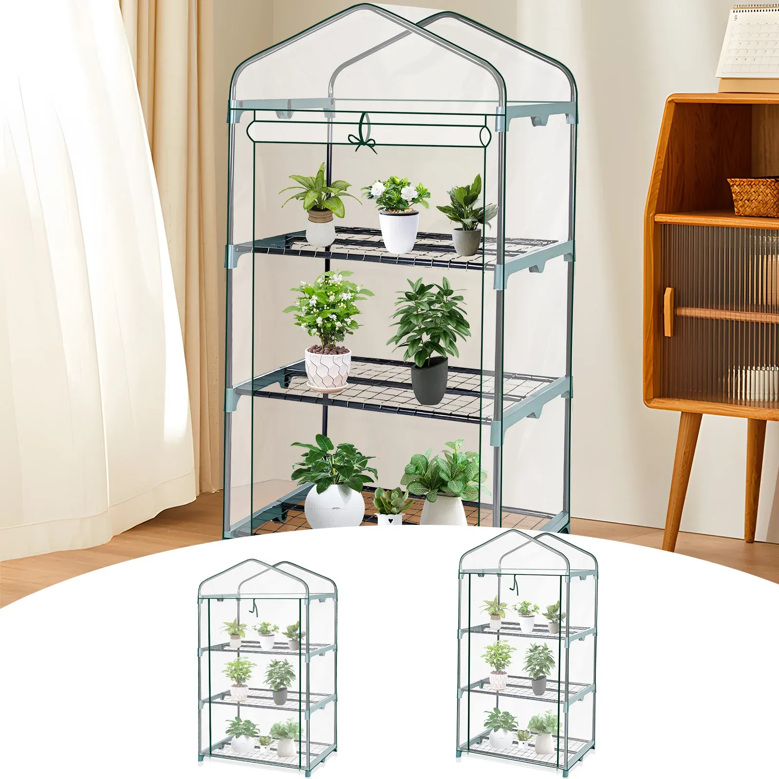 Greenhouses trädgård växthus transparent väderbeständig växt växer husskydd med rullande dubbel dragkedja dörr liten vattentät frost