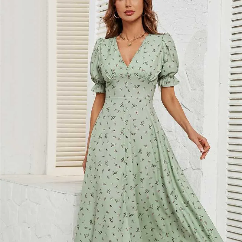 white christmas dresses Women's Phenomenal Fashion Drop Waist Floral Midi Dress in Apricot