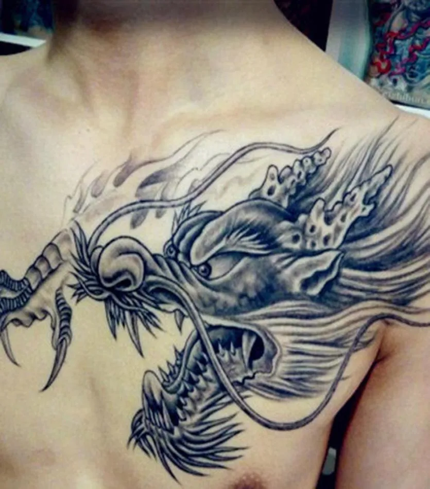 Adesivo de tatuagem de dragão à prova d'água, adesivo de papel no peito, torneira grande, flor, braço, masculino e feminino, pequeno, fresco, adesivo 1416702