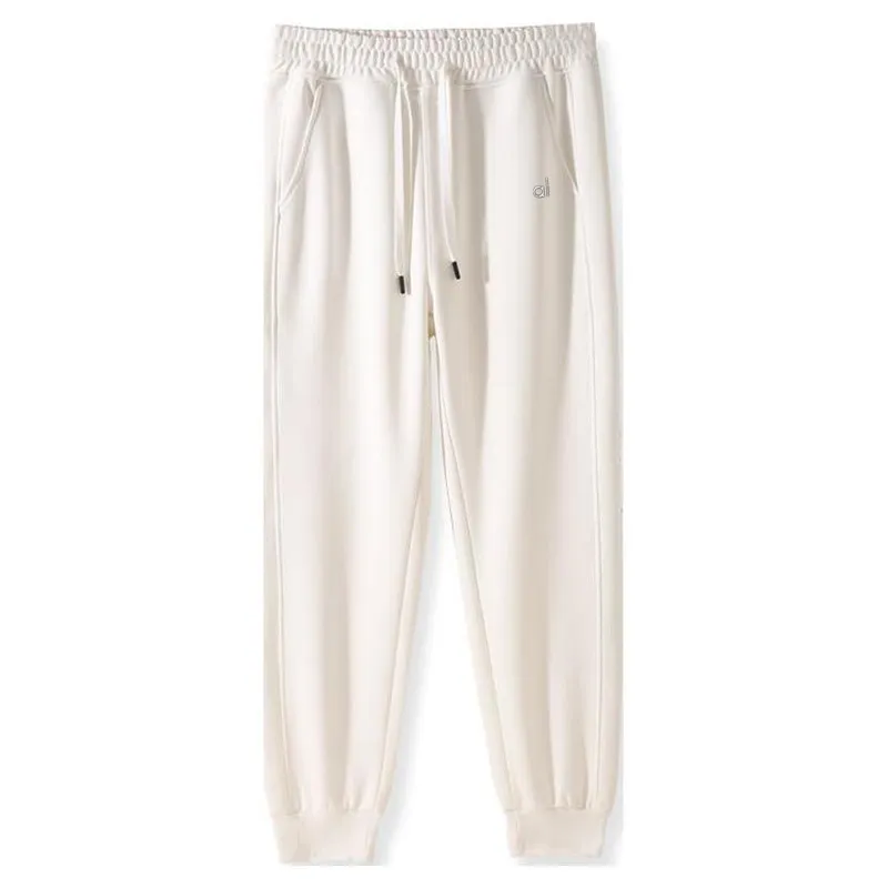 Calça de moletom Al Yoga com ajuste descontraído e charme da moda Calça esportiva Calça lanterna descontraída com cordão Calça esportiva unissex Studio-to-street Weekend Jogger Prata