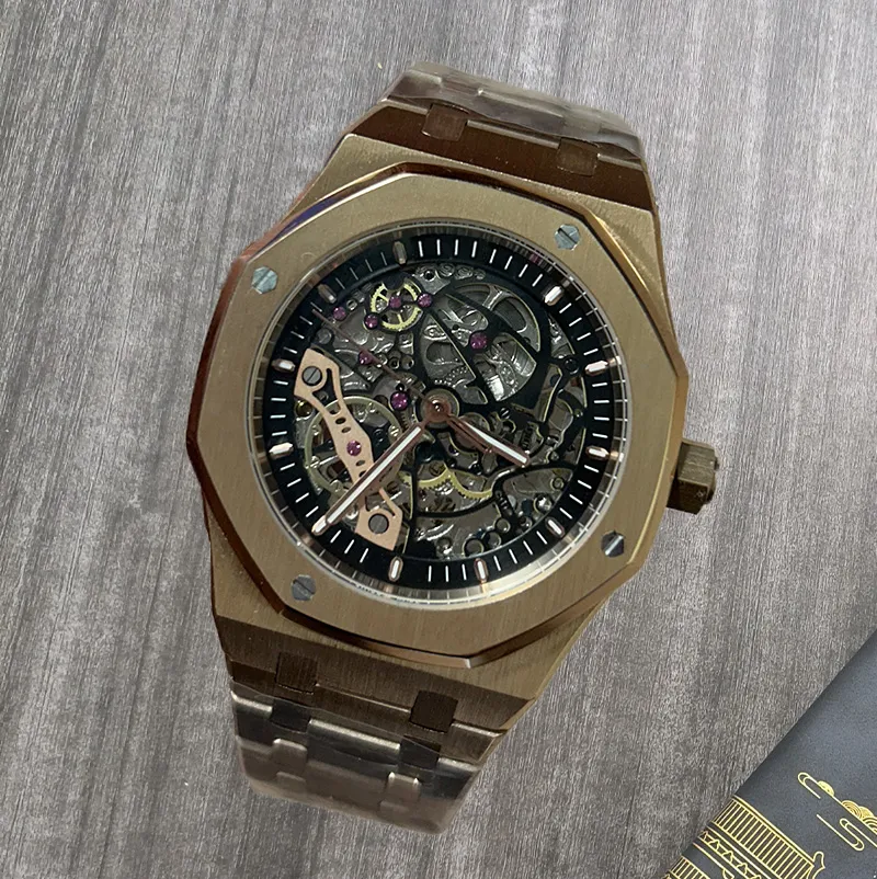 Relógio esqueleto de luxo masculino relógio mecânico automático moda clássico relógio de aço inoxidável à prova dwaterproof água venda quente relógio masculino montre de luxe