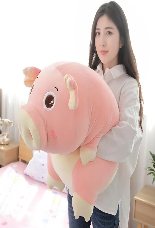 Kawaii rose cochon en peluche jouet géant fille tenant dormir oreiller poupée longue bande cochon oreiller pour fille doux cadeau 43 pouces 110 cm DY506062879933