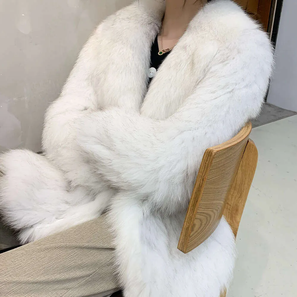 Take Winter Unable To Off Series Женское пальто средней длины из тканого меха с большим воротником из лисы 9380