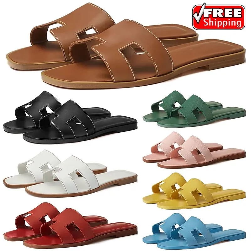 무료 배송 디자이너 Oran Sandals 여성 슬리퍼 슬라이드 검은 흰색 갈색 가죽 특허 슬라이드 여성 샌들 크기 35-42