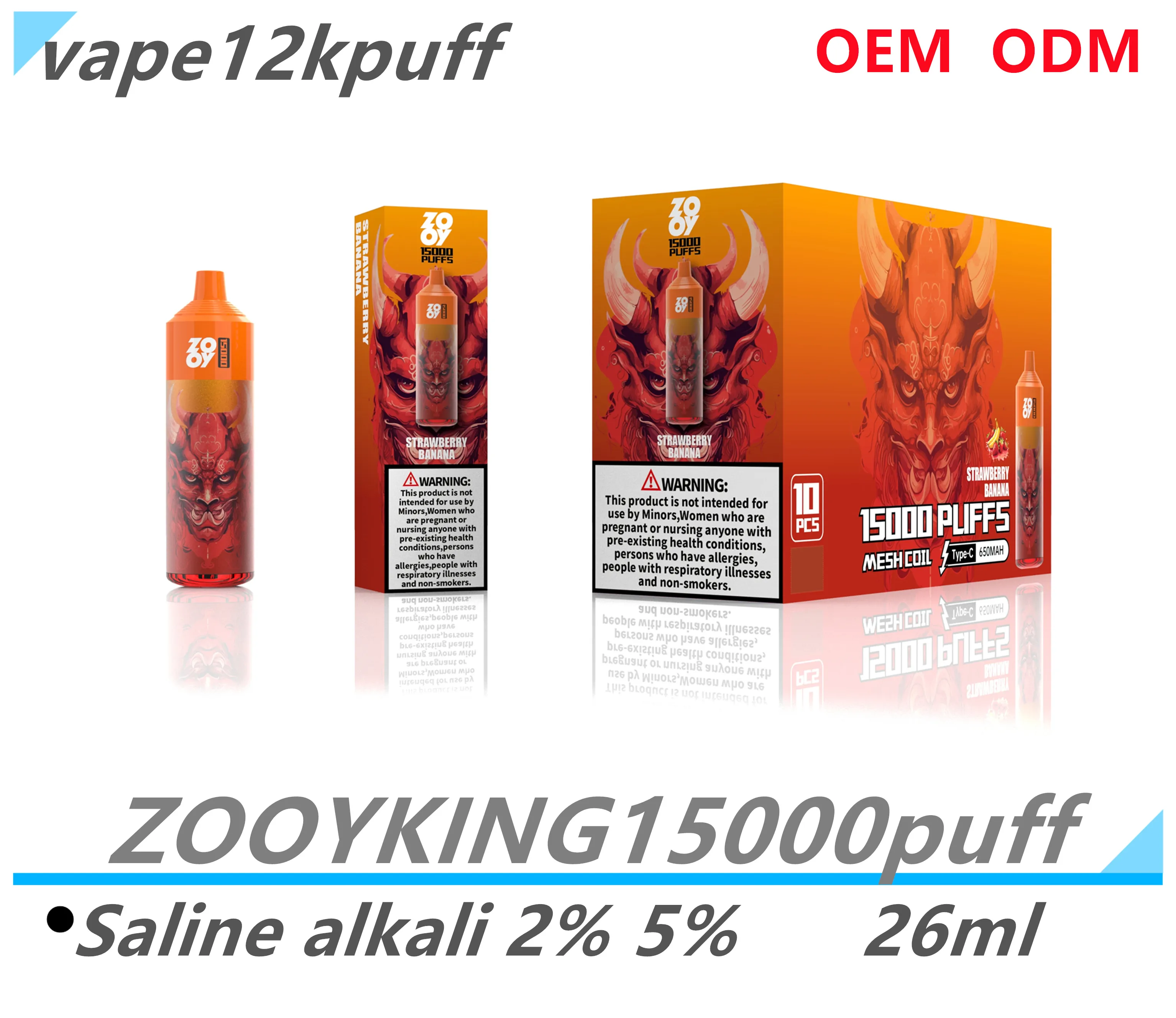 Original neuer Zooyking 15kpuffe Zigarette VAPER BEHEIGUNG POD 650MAH MESH Spule Vapes26ml 15000puff6ColorSlgb Lichtsalz Alkali 2% 5%