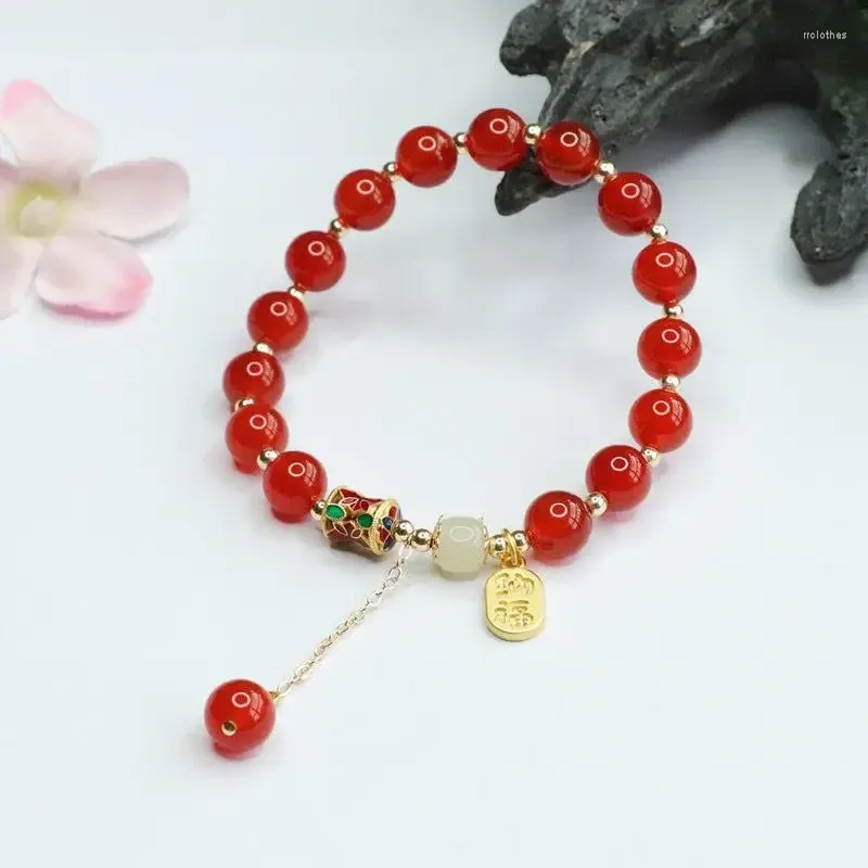 Strang-Achat-Chalcedon-Armband, weibliche Akazie, glückliche Perlen-Transferperlen, rote Bohnen-Armbänder, um Freundinnen Geschenke zu schicken
