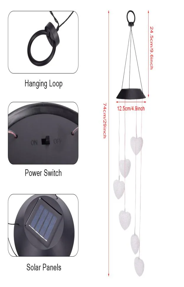 Annan elektronik Wyn Mah Solar Intelligent Light Control Love Style Wind Chime Corridor Decoration Pendant1818345