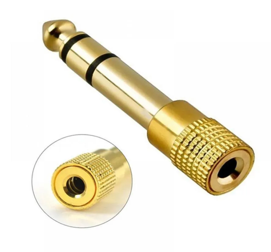 35 mm uttag till 65mm jack plug -ljudanslutningar stereo adapter guld premium kvalitet 635 mm 14 tum hörlurar adapter2375610