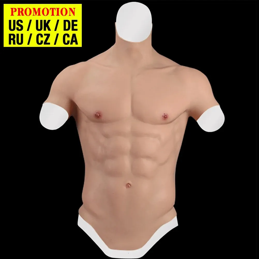 Dokier Silicone Realistico Falso Falso Muscolo Del Corpo della Pancia per Cosplayer Simulazione Artificiale Petto Uomo Crossdressers 240313