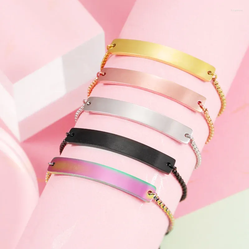 Bracelets à maillons en acier inoxydable pour femmes, 1 pièce, Surface miroir incurvée, chaîne de bricolage, couleur argent/or