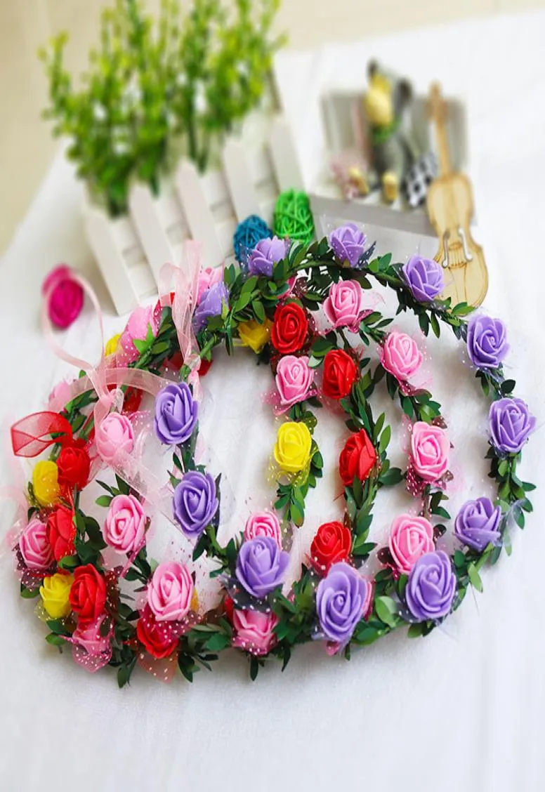 Couronne de fleurs tête de bohème couronne de fleurs guirlande en rotin Festival mariage mariée bandeau Floral coiffure décoration de fête VT04385460814
