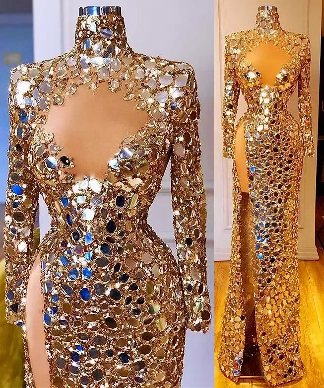 Plus Size Gold Sequined Aso Ebi Evening Dresses ... From Missbeautydress,  $169.27 | DHgate.Com