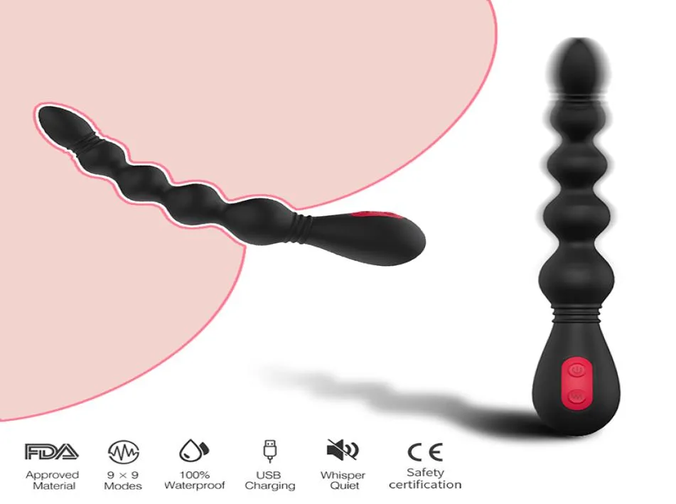 Vibrateur de perles anales en Silicone à 9 vitesses, stimulateur de Clitoris pour hommes, Plug Anal vibrant, jouets sexuels pour adultes, masseur masculin et féminin, 1338772