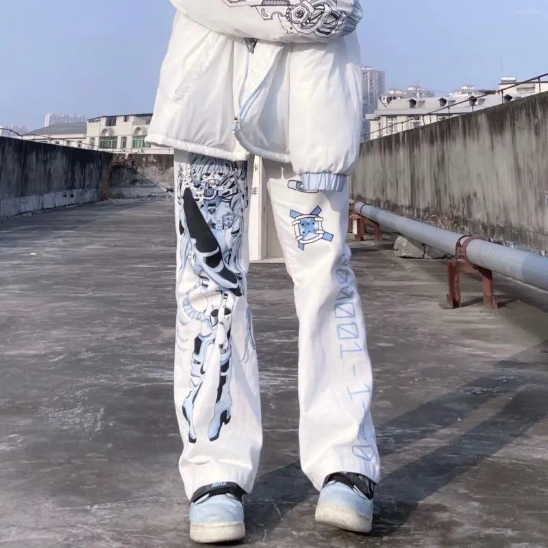 Calças femininas harajuku anime cartoon gótico japonês gráfico hip hop perna larga mulheres casual streetwear cintura elástica jogger y2k