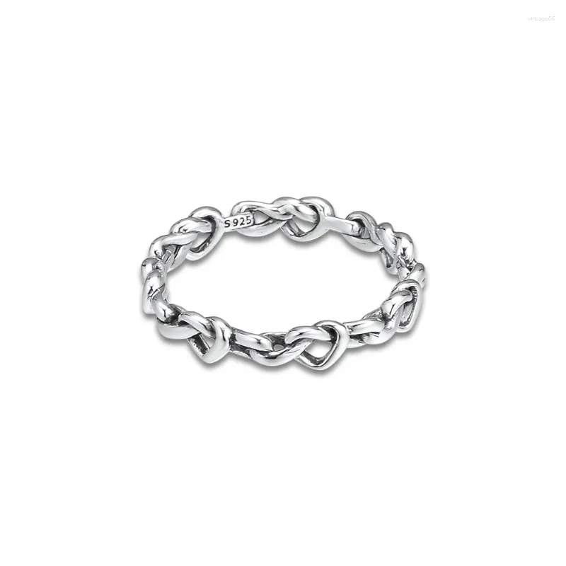 Bagues de cluster CKK Bague nouée coeurs bande pour femmes hommes Anillos Mujer Sterling Silver Bague Plata 925 Para bijoux fiançailles de mariage