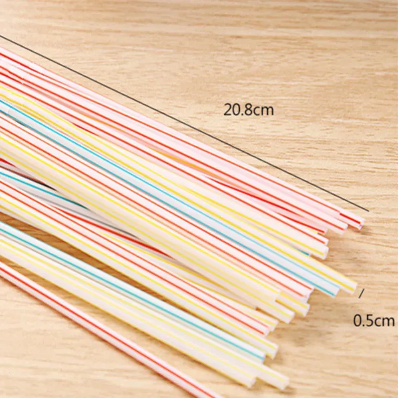 /bag Disposable Plastic Drinking Straws 20.8*0.5cm Multicolor Bendy Drink Straw For Party Bar Pub Club Restaurant