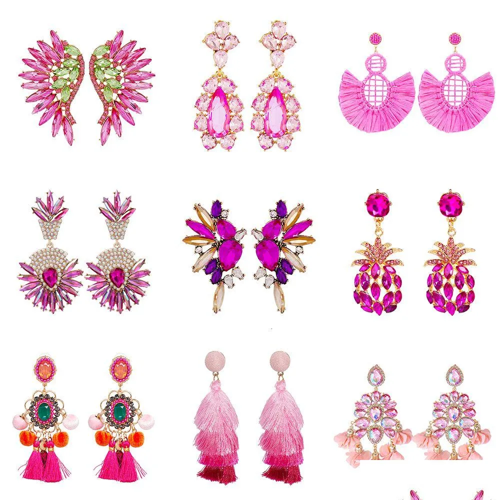 Dangle Chandelier Dangle Chandelier En Gros 48 Styles Déclaration Belle Série Rose Cristal Gland Boucles D'oreilles Pour Femmes Filles F Dhyia