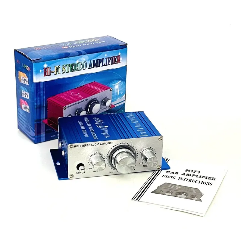 Stereo Amplifier Hi-Fi 12V Mini Auto Car Power Amplifier Stereo Audio Amplifier CD DVD MP3 Input For Motorcycle Boat Home Audio
