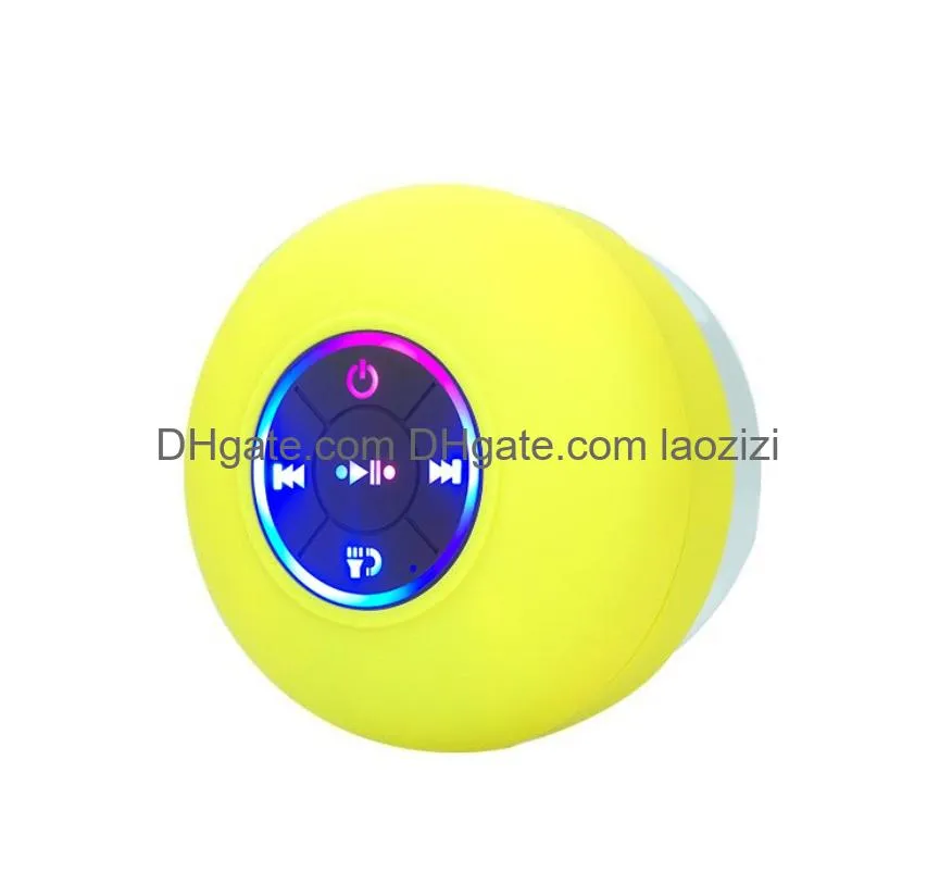 Portable Speakers Bathroom Led Speaker Wireless Bluetooth Bass Waterproof Suction Cup Drop Delivery Ot9Dg