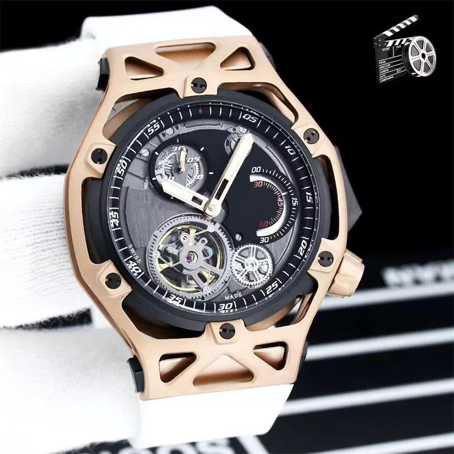 Top Luxury Brand Fr's 70th anniversary watch Tourbillon chronograph watch Fully automatic winding machinery Black PVD titanium inserts Wristwatches