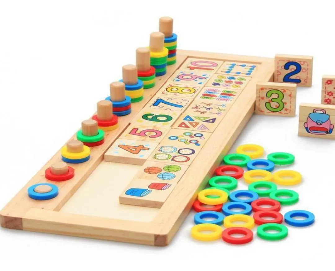 Children Baby Wooden Puzzles Montessori Materials Learning Board Count Numbers Matching Early Math Education Toys Whole4476999