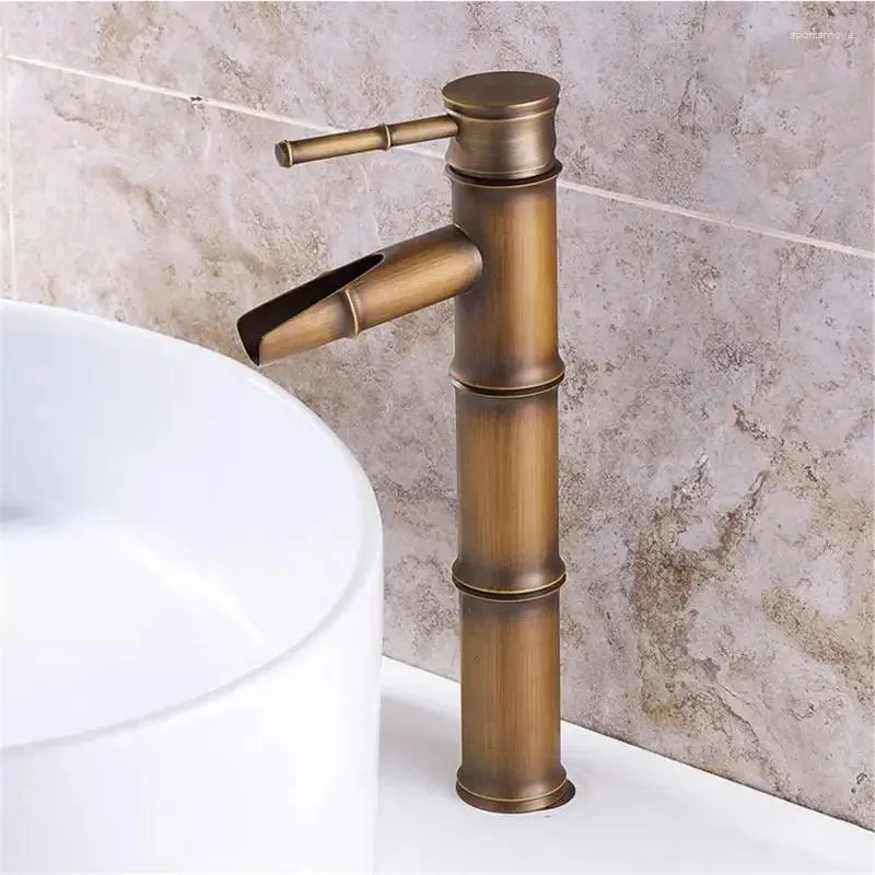 Robinets de lavabo de salle de bains, robinet cascade, robinet de lavabo froid/mélangeur en bambou